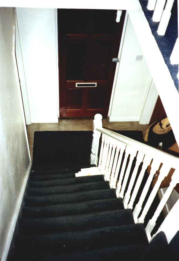 The Staircase Of Sudden Death, from 1st floor, looking toward front door.